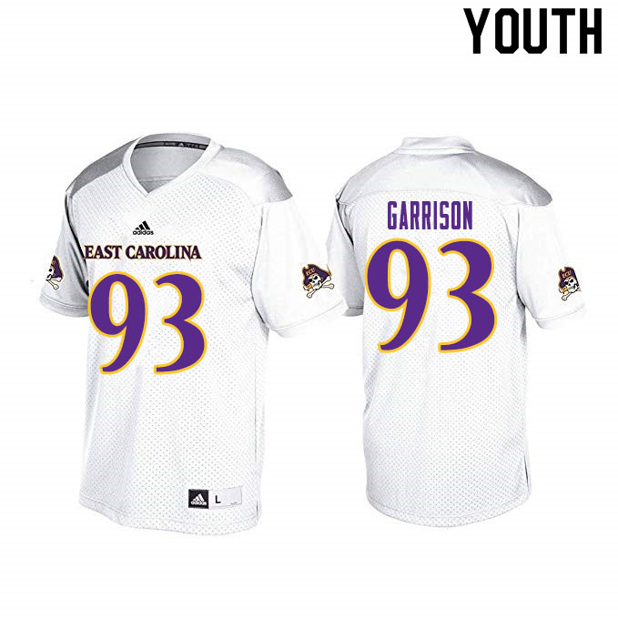 Youth #93 Henry Garrison ECU Pirates College Football Jerseys Sale-White - Click Image to Close
